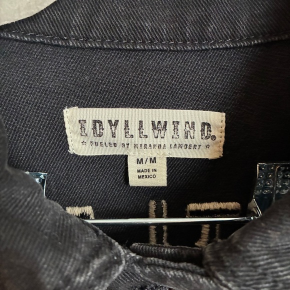 Idyllwind Outlaw Western Leather Fringe Jean Denim Jacket Black - Picture 4 of 8